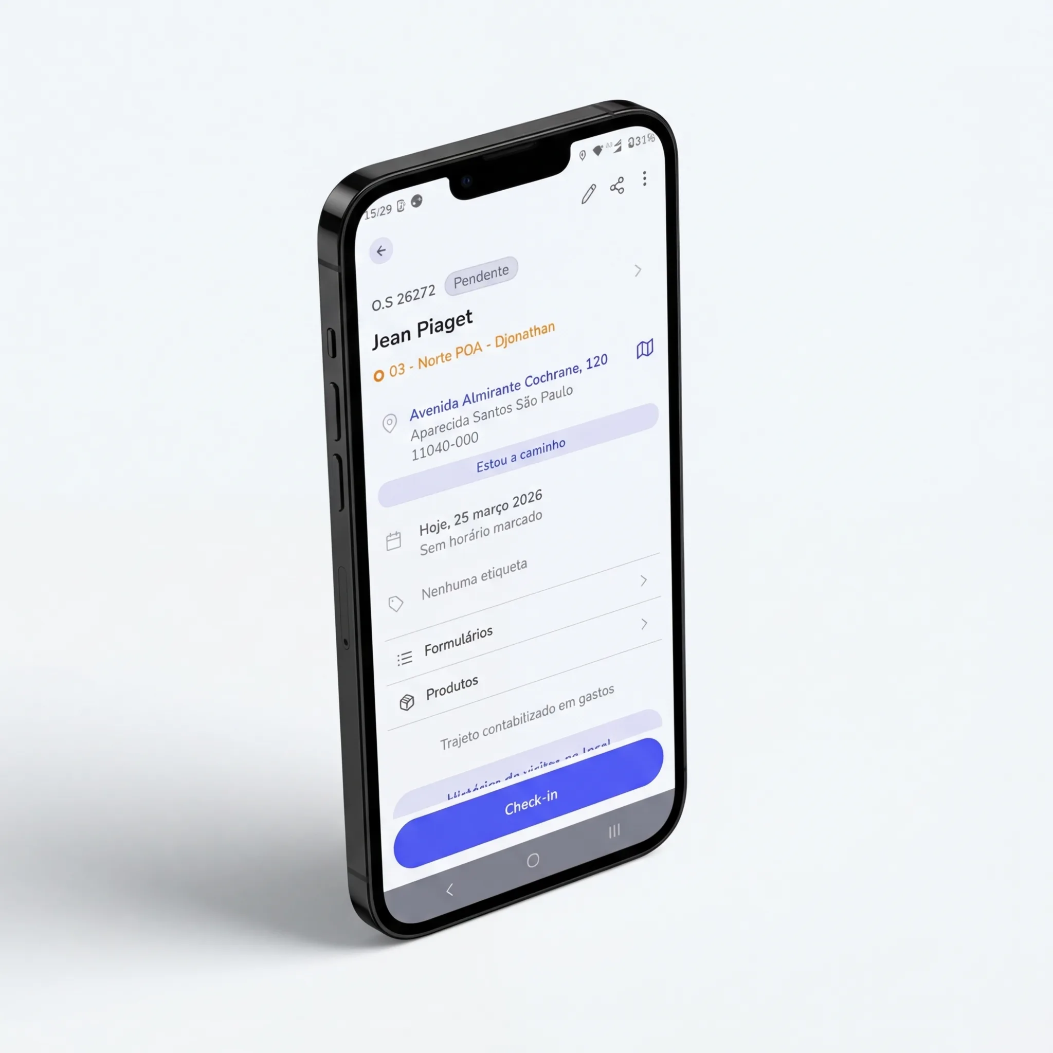 Controle de Visitas - tela 1